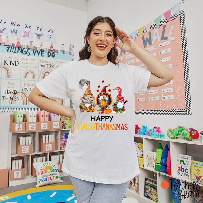 Happy Hallothanksmas Teacher T-Shirt