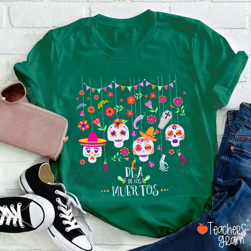 Sugar Skull Dia De Los Muertos Spanish Teacher T-Shirt