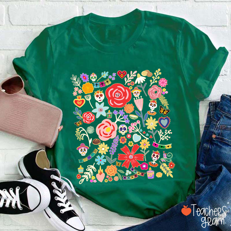 Dia De Los Muertos Mexican Art Spanish Teacher T-Shirt