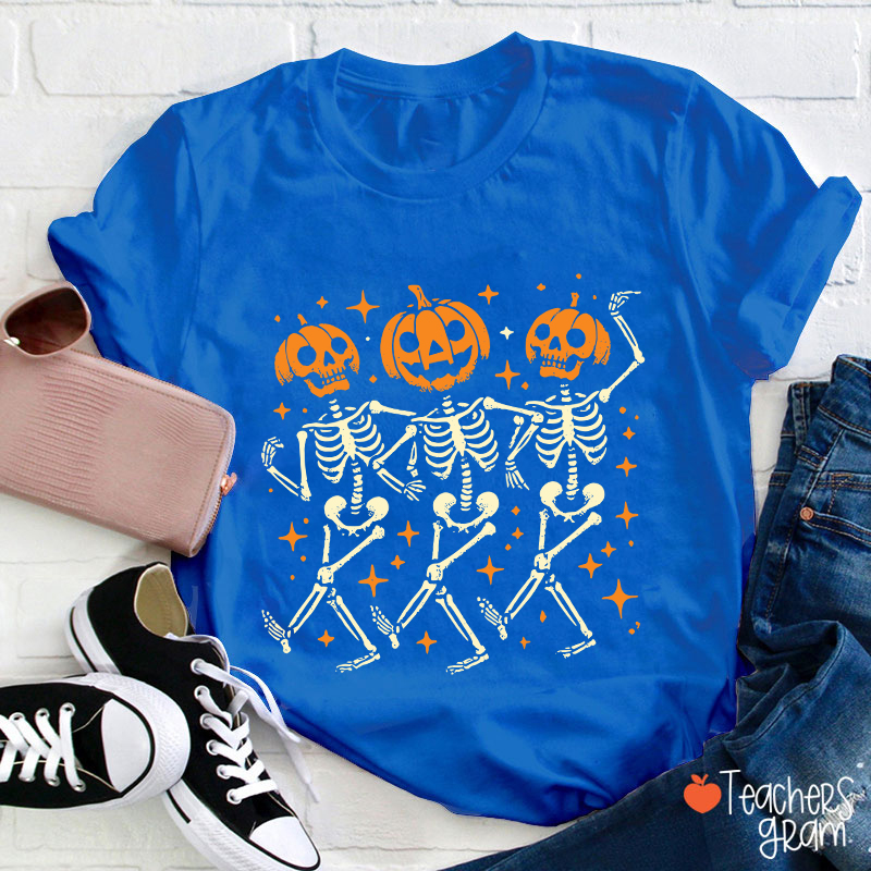 Dance Pumpkin Skeleton Halloween Teacher T-Shirt