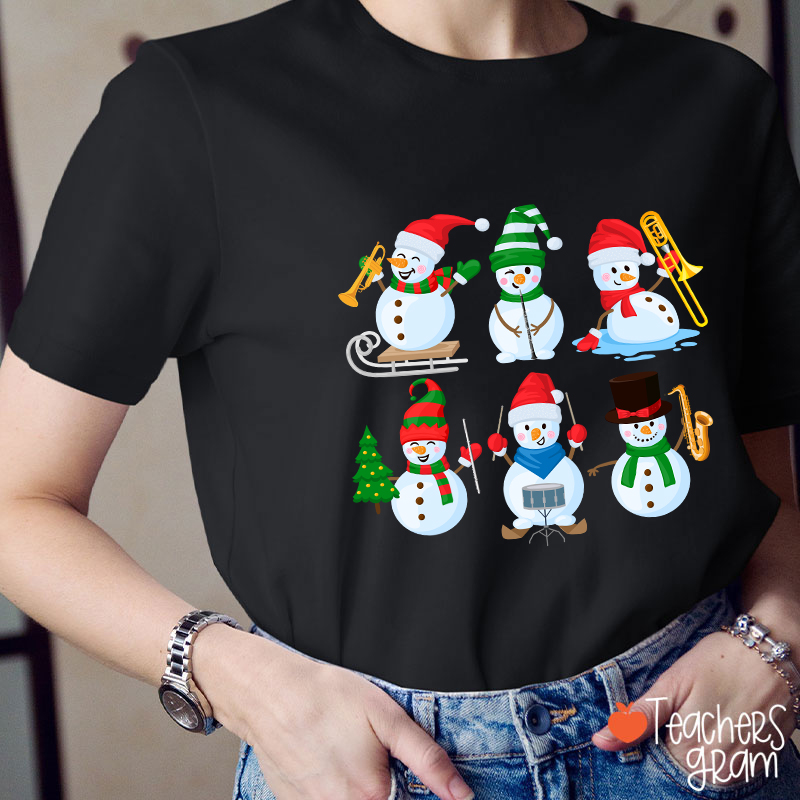 Snowman Band Christmas Teacher T-Shirt
