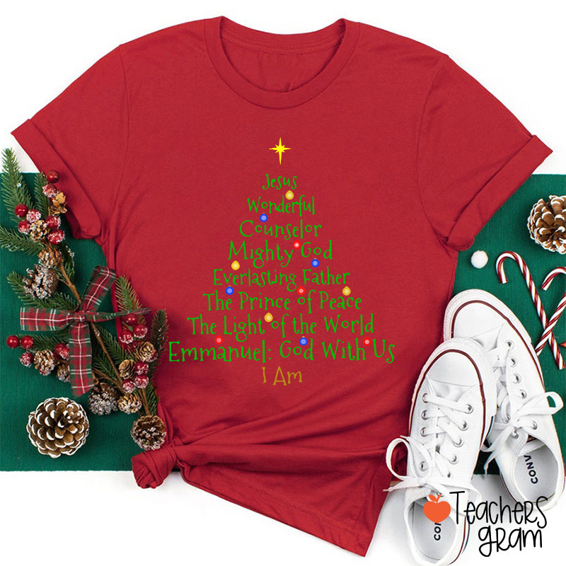 Jesus Wonderful Christmas Tree Teacher T-Shirt