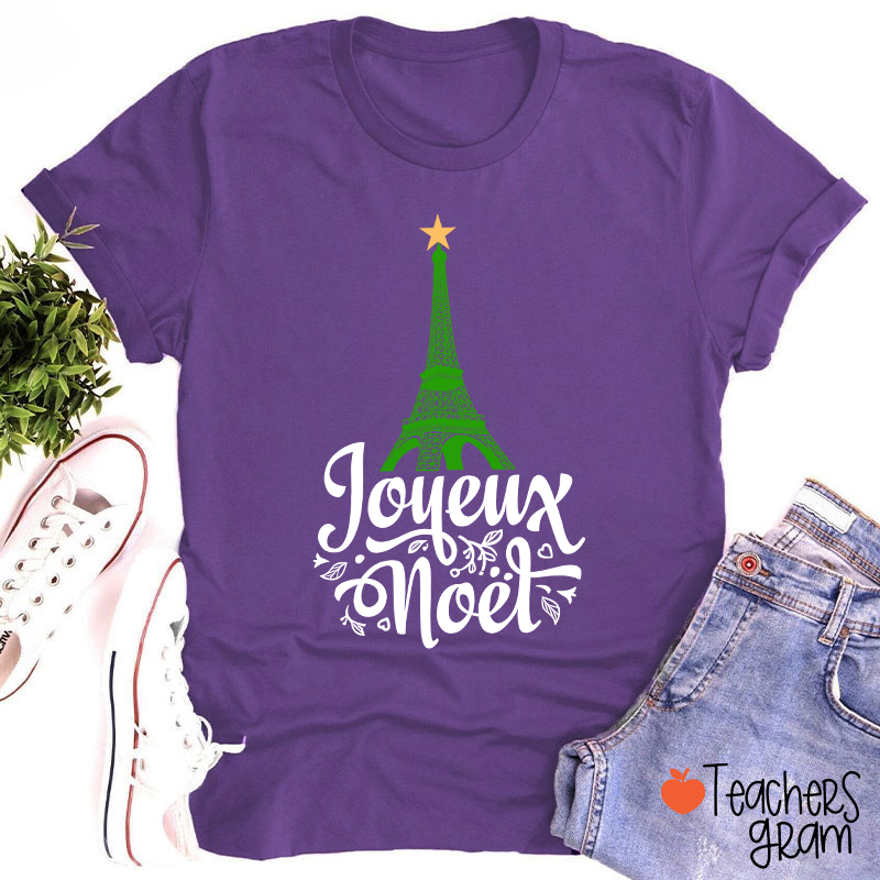 Eiffel Tower Joyeux Noël French Teacher T-Shirt