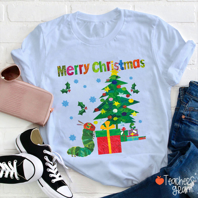 Very Hungry Caterpillar Merry Christmas Teacher T-Shirt