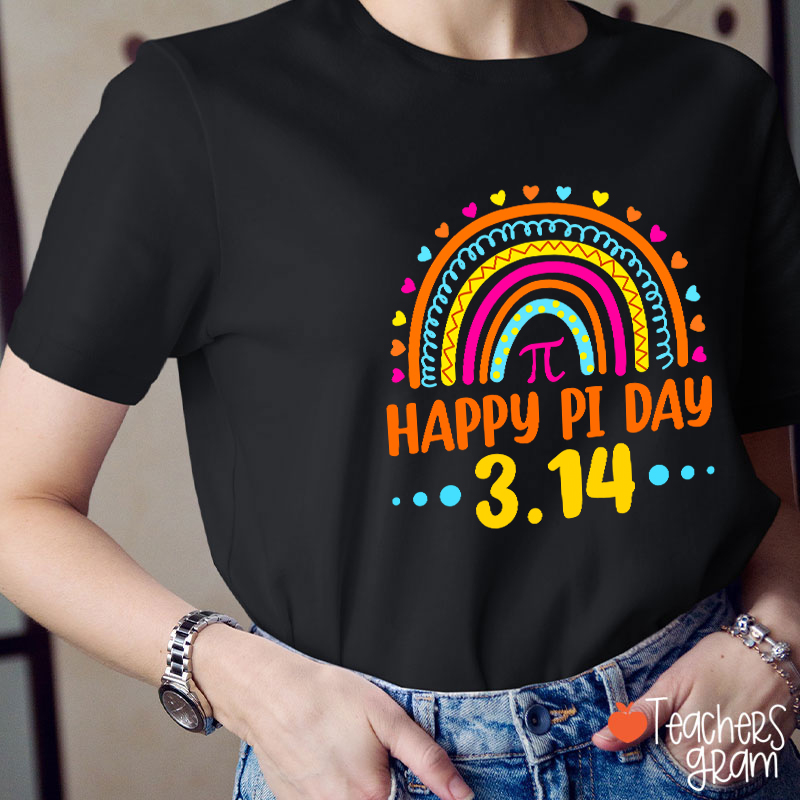 Happy Pi Day Rainbow Teacher T-Shirt
