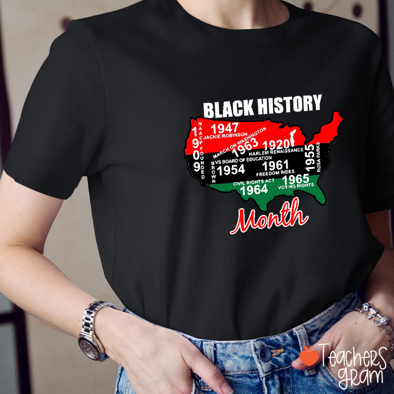 Black History Important Milestones Teacher T-Shirt