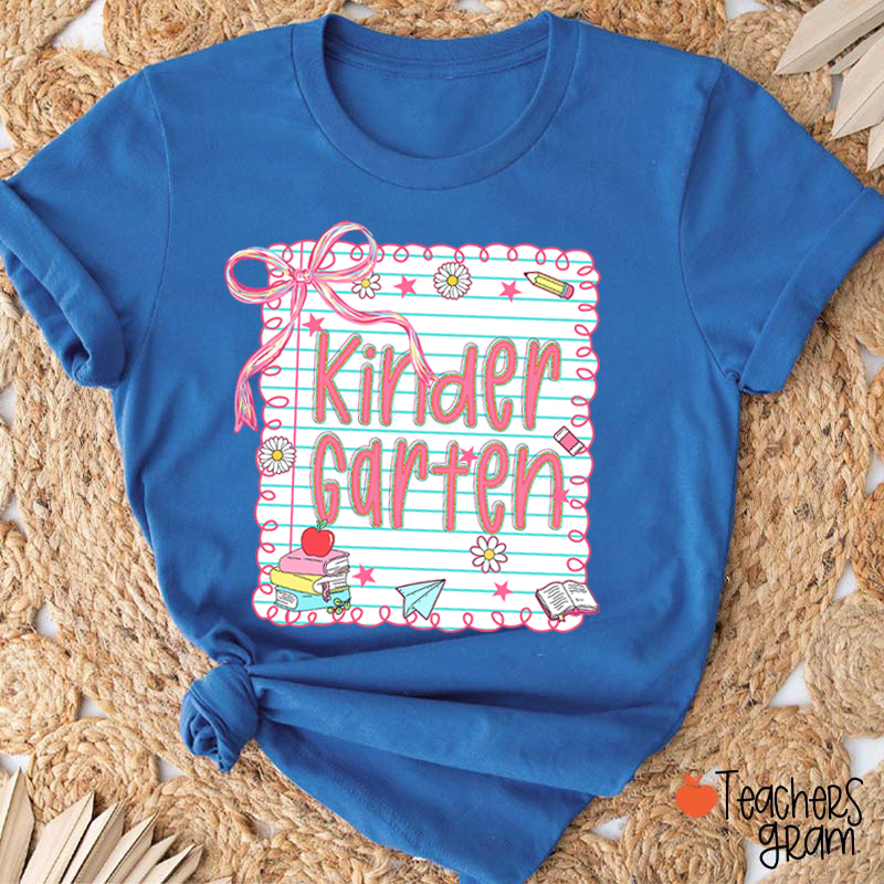 Personalized Grade Pink Bow Notebook Teacher T-Shirt