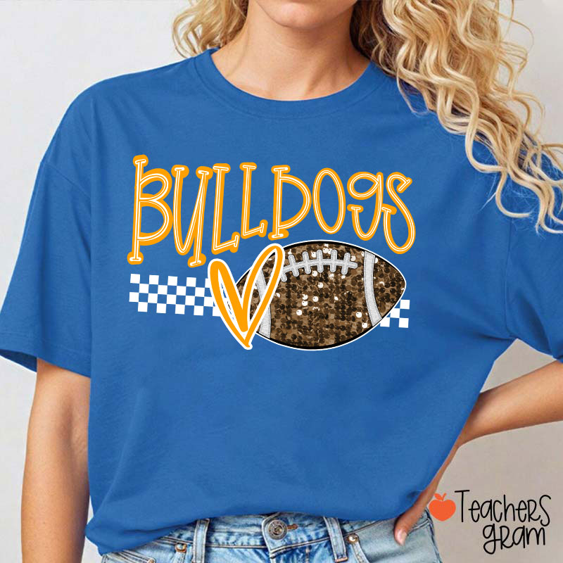 Personalized Mascot And Sport Checkered Love Heart Teacher T-Shirt