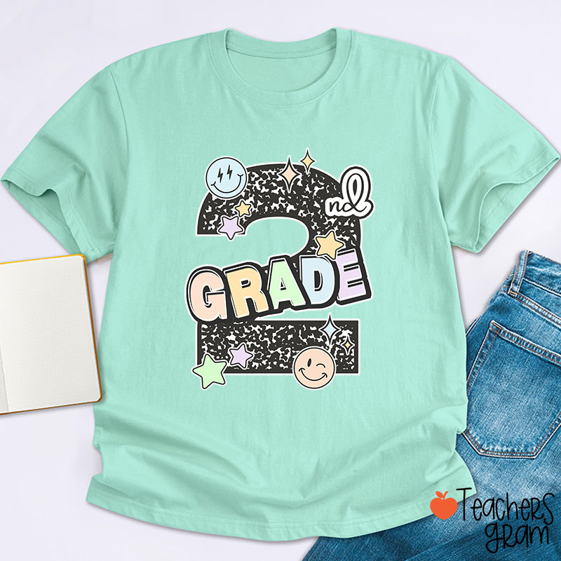 Personalized Grade Smiley Star Teacher T-Shirt