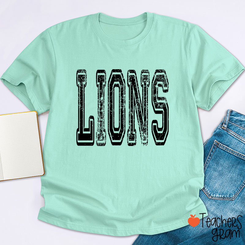 Personalized Mascot Washed And Distressed School Spirit Teacher T-Shirt