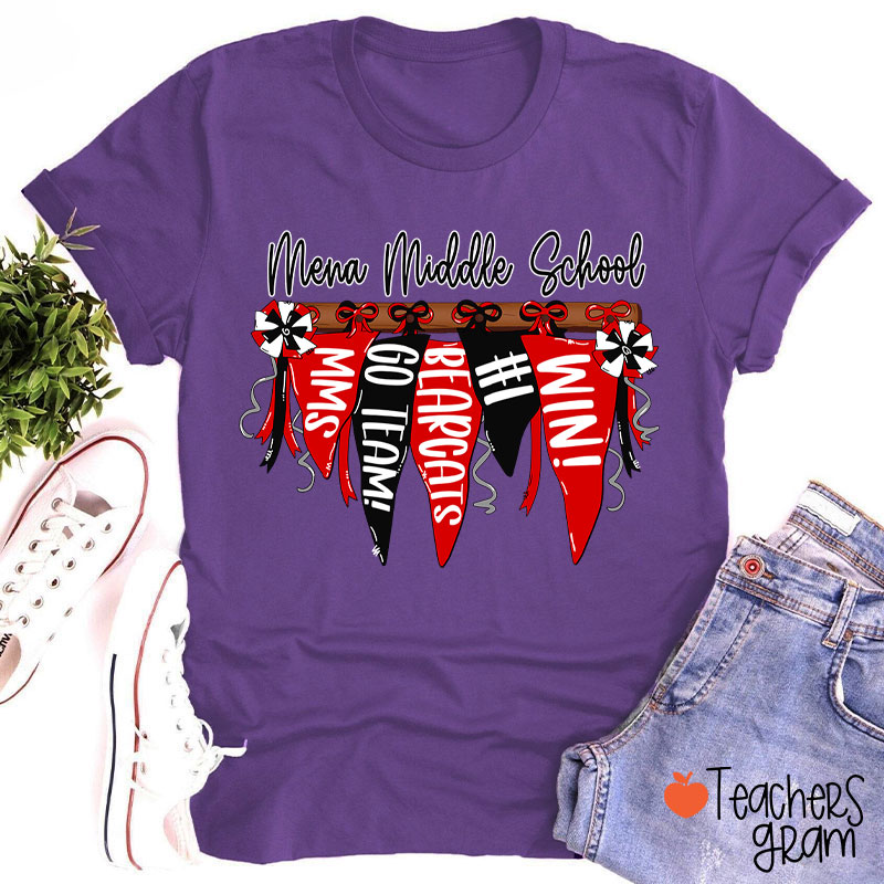 Personalized Mascot Pennant Banner Flag Teacher T-Shirt