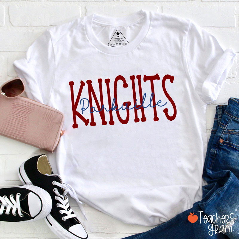 Personalized Mascot School Spirit Simple Contrasting Color Design Teacher T-Shirt