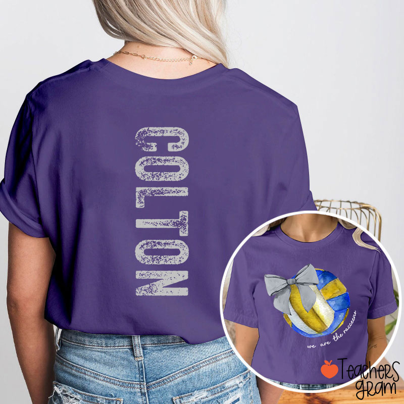 Personalized Mascot And Sport Coquette Bow Teacher Two Sided T-Shirt