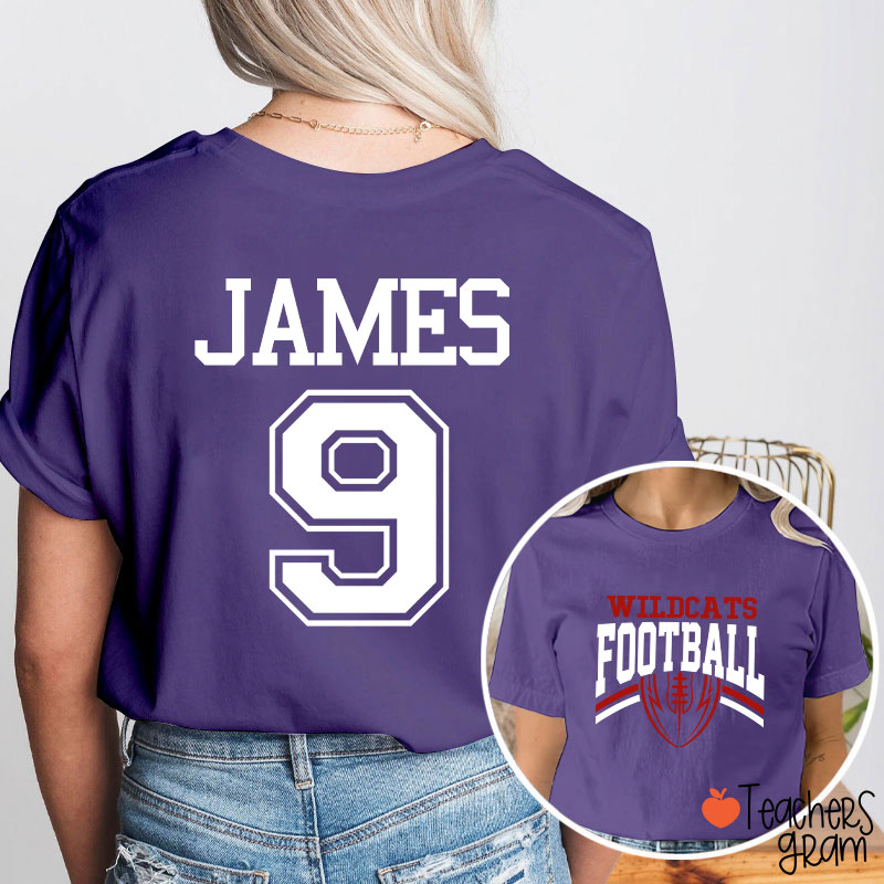 Personalized Mascot Football Game Day Teacher Two Sided T-Shirt