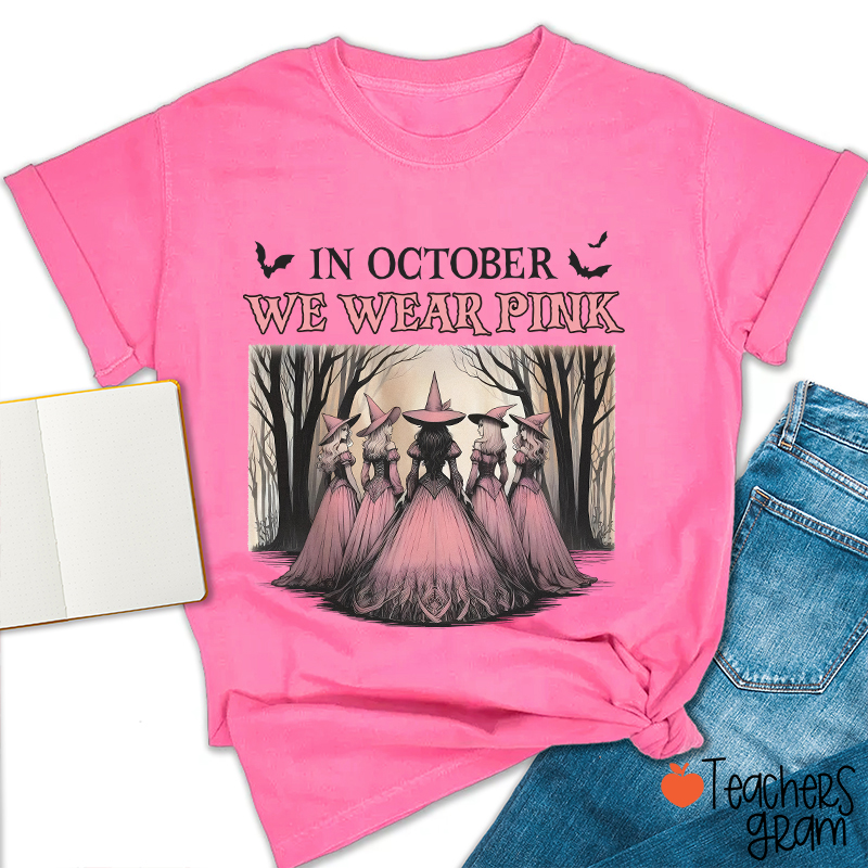 October Pink Witches Teacher T-Shirt