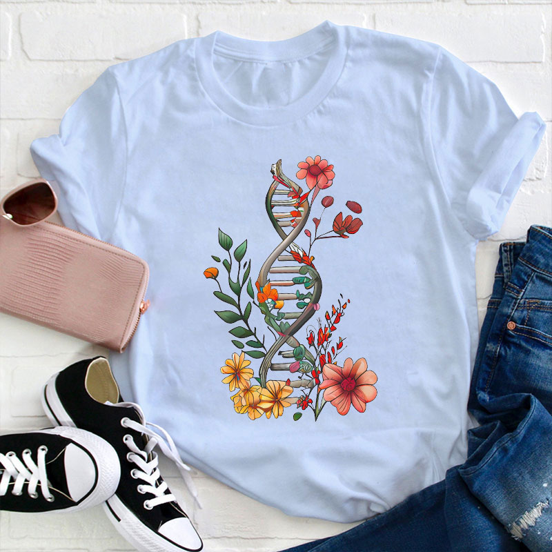 Floral DNA Biochemistry Teacher T-Shirt