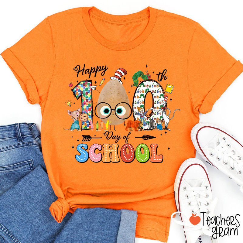Children's Books Happy 100 Days Of School Teacher T-Shirt