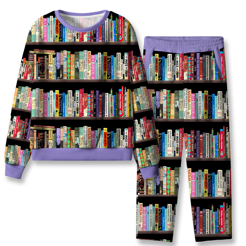 Bookshelf Teacher Flannel Pajama Set