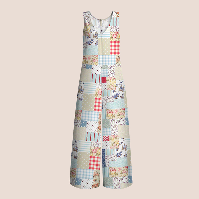 Vintage Patchwork Floral Teacher Jumpsuit