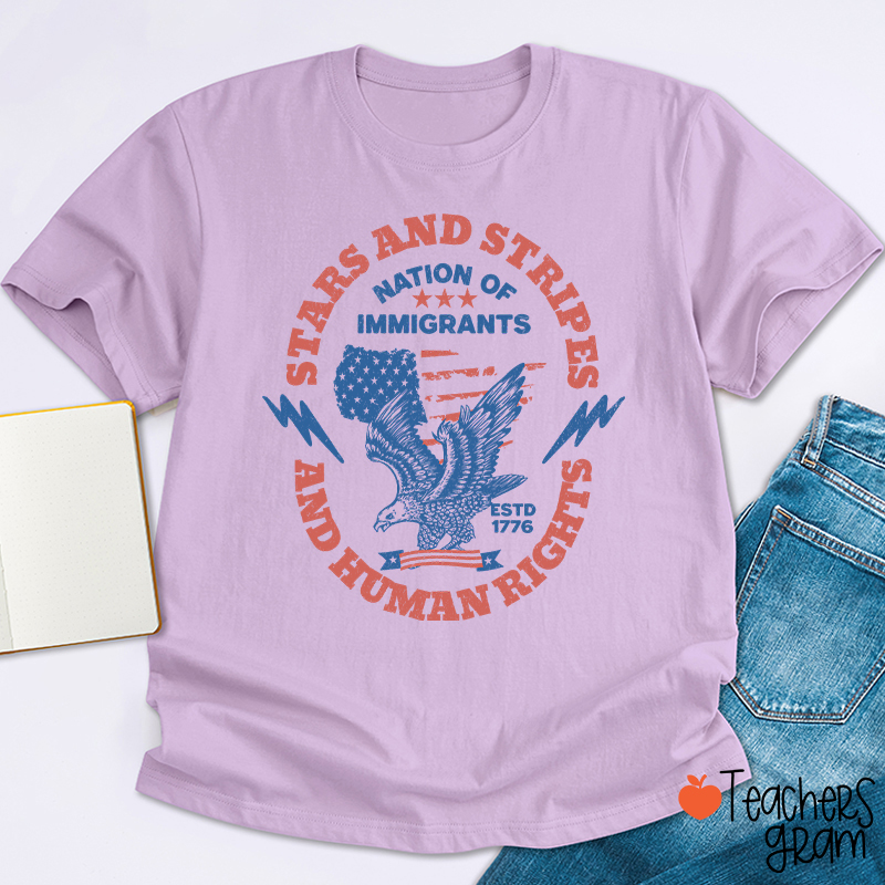 Stars Stripes And Human Rights Teacher T-Shirt