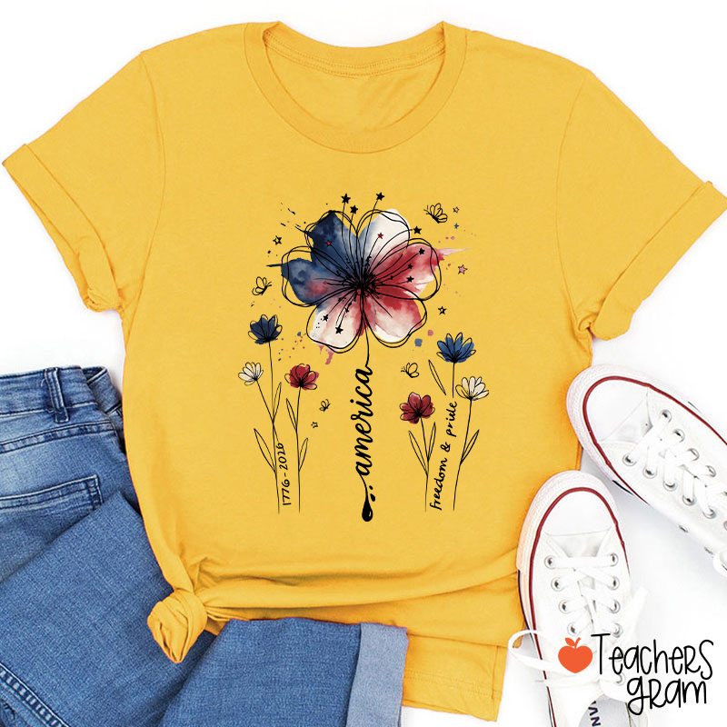 1776-2026 America Freedom And Pride Teacher T-Shirt