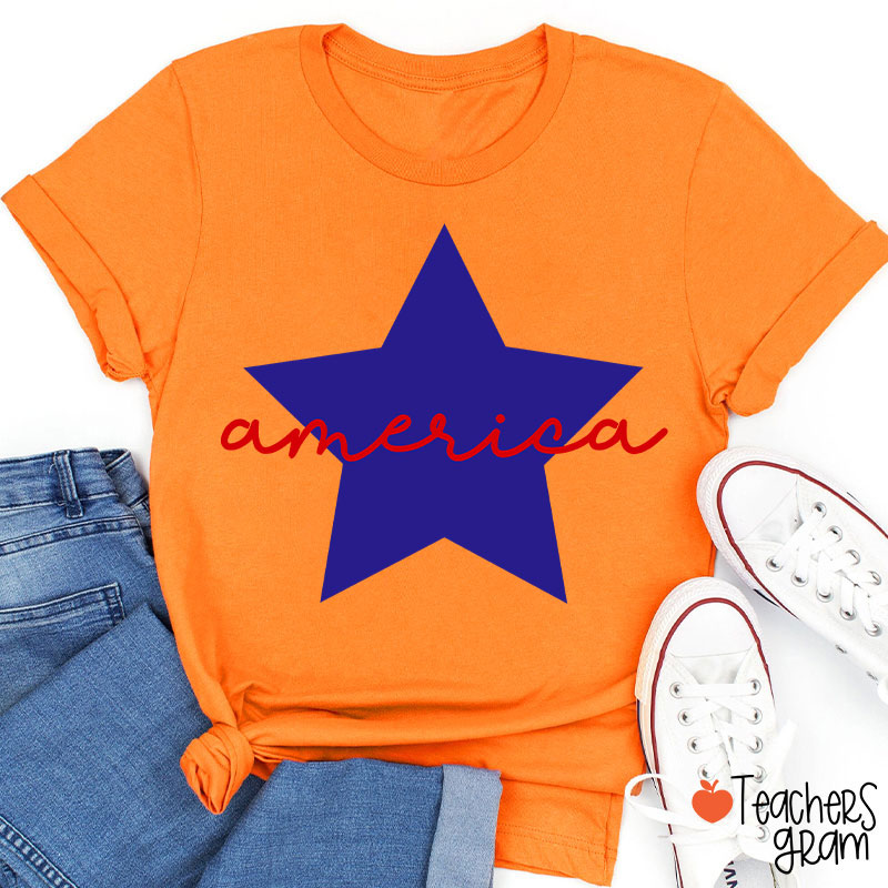 America Patriotic 4th Of July Teacher T-Shirt