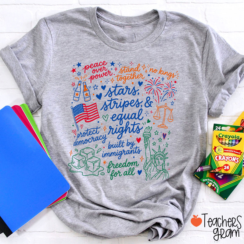 Doodle USA Political Equal Rights Teacher T-Shirt
