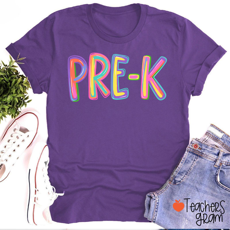 Personalized Name Colorful Neon Teacher T-Shirt