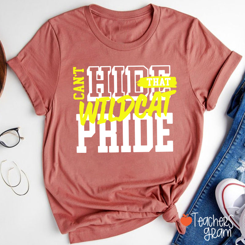 Personalized Can't Hide That Warrior Pride Bold Color Block Text Graphic Teacher T‑Shirt