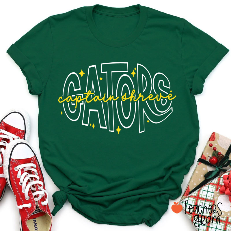 Personalized Mascot And School Name Star Line Teacher T-Shirt