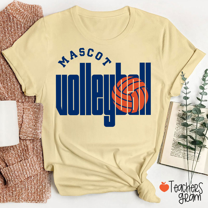 Personalized Mascot Volleyball Retro Game Day Teacher T-Shirt