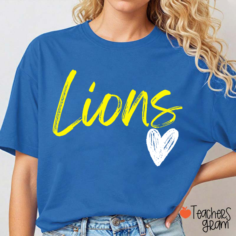 Personalized Mascot Sport Handwritten Heart Teacher T‑Shirt