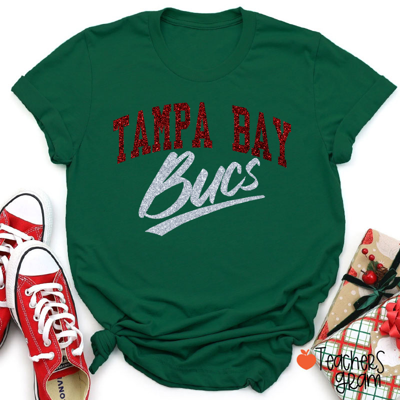 Personalized Mascot Retro Glitter Sport Fan Teacher T‑Shirt