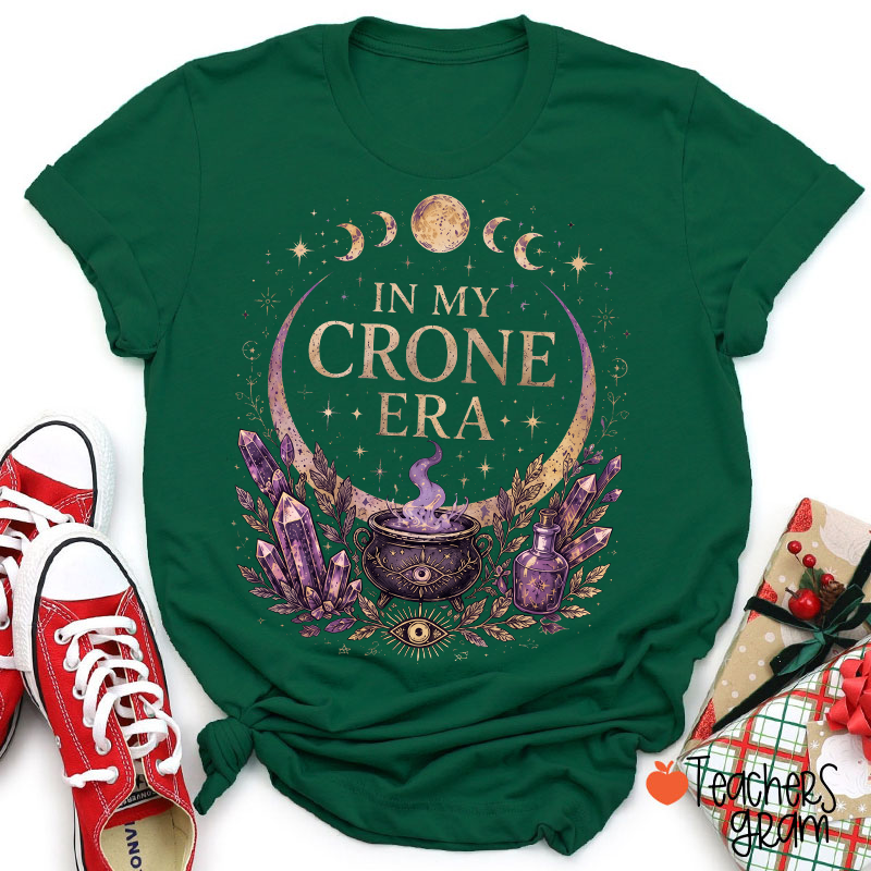 In My Crone Era Witch Moon Phase Teacher T‑Shirt