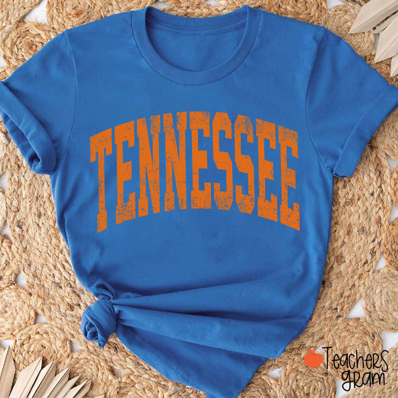 Vintage Distressed Tennessee Bold Arch Letter Teacher T-Shirt