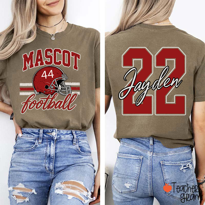 Personalized Mascot Football Game Day Teacher Two Sided T-Shirt