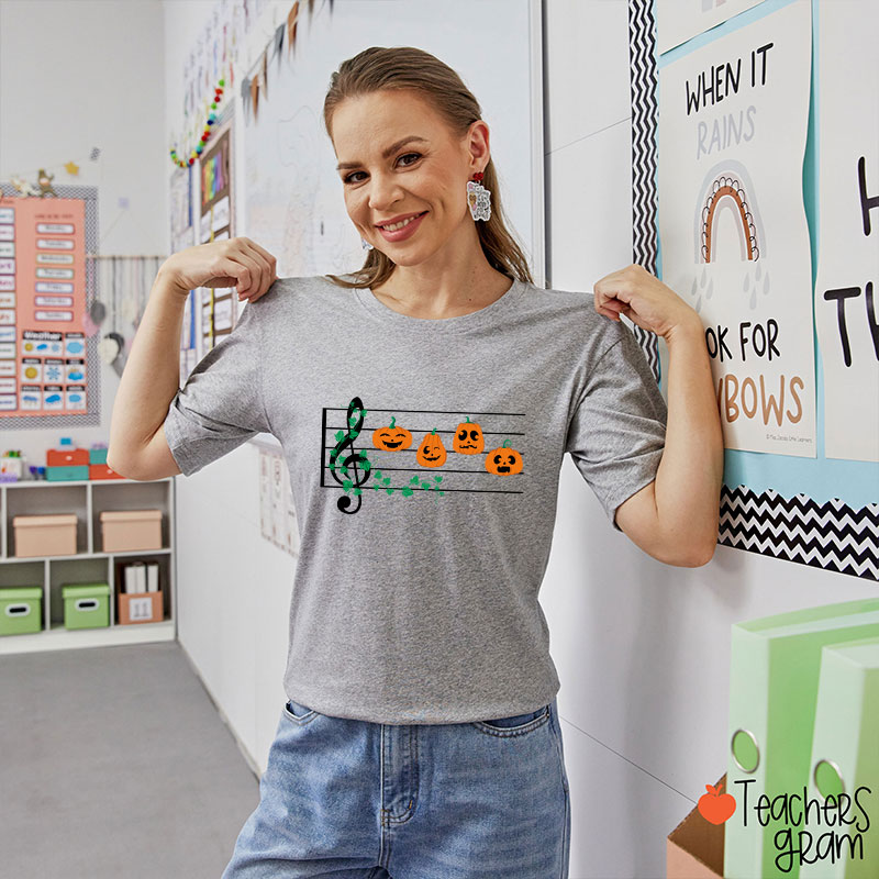 Pumpkins Music Notes Halloween Teacher T-Shirt