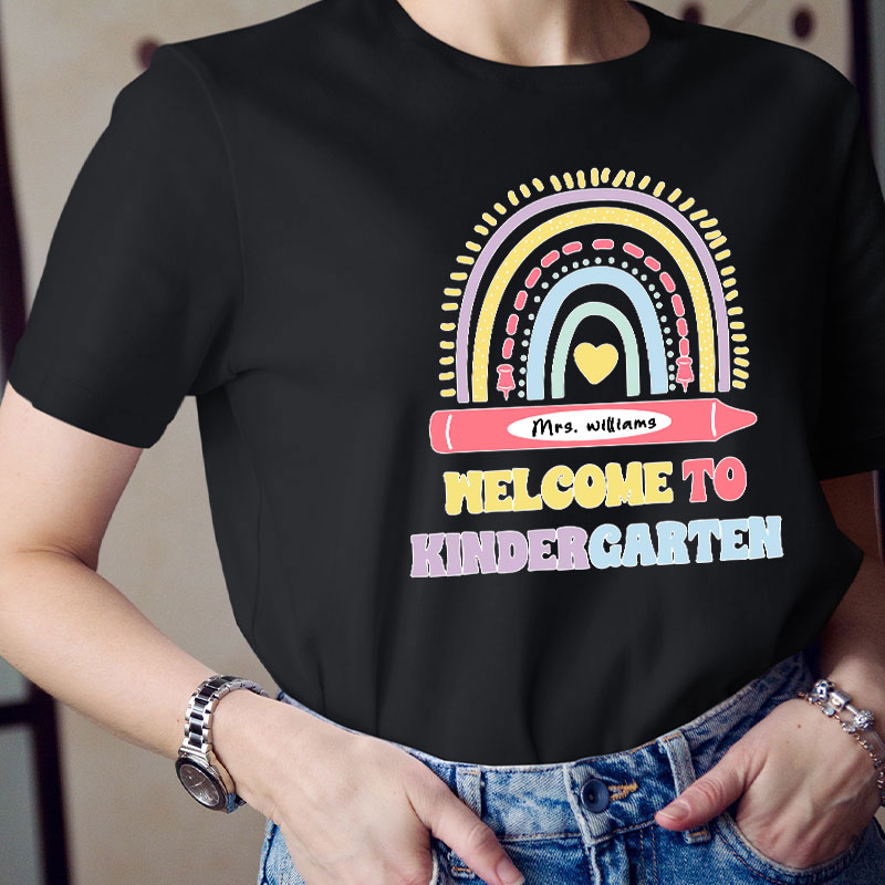 Personalized Cute Rainbow Teacher T-Shirt