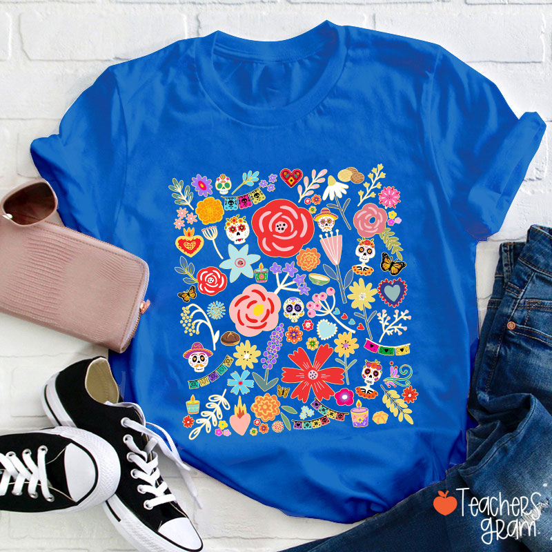 Dia De Los Muertos Mexican Art Spanish Teacher T-Shirt