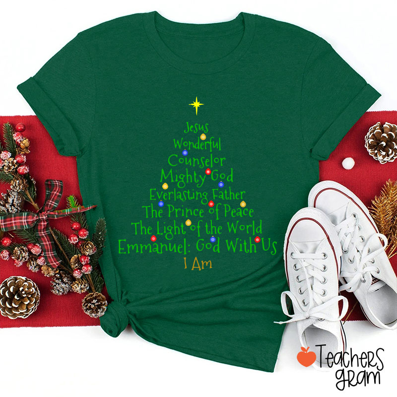 Jesus Wonderful Christmas Tree Teacher T-Shirt