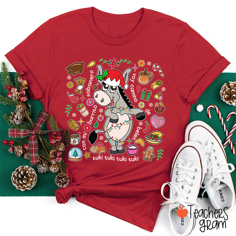 Con Mi Burrito Sabanero Voy Camino Belén Spanish Teacher T-Shirt