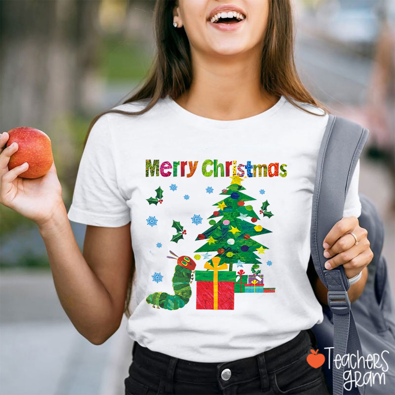 Very Hungry Caterpillar Merry Christmas Teacher T-Shirt