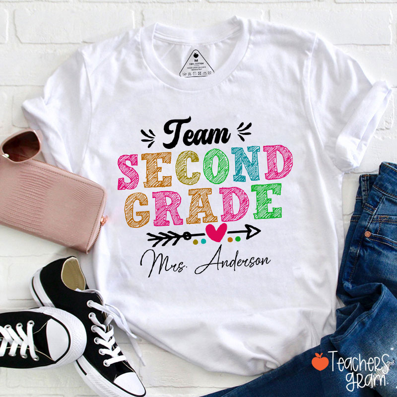 Personalized Team Name Arrow Heart Teacher T-Shirt