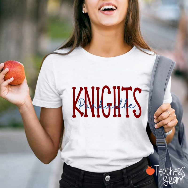 Personalized Mascot School Spirit Simple Contrasting Color Design Teacher T-Shirt