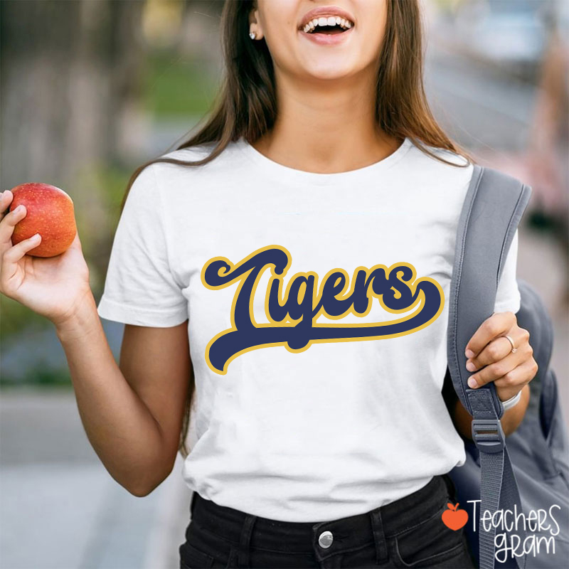 Personalized Mascot School Spirit Contrasting Colors Teacher T-Shirt