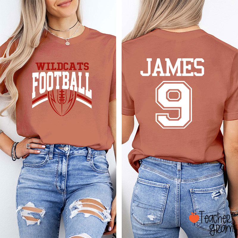 Personalized Mascot Football Game Day Teacher Two Sided T-Shirt