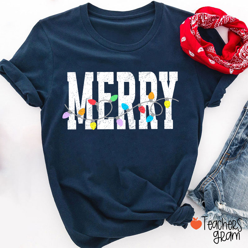 Merry Christmas Lights Teacher T-Shirt