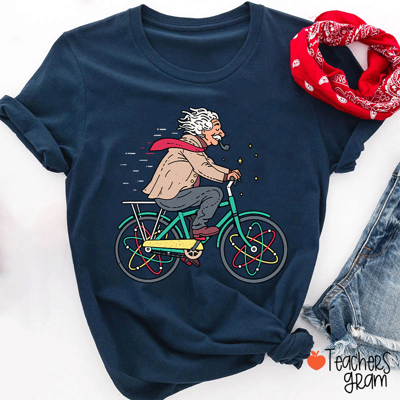 Einstein Bicycle Atomic Physics Teacher T-Shirt