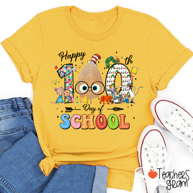 Children's Books Happy 100 Days Of School Teacher T-Shirt