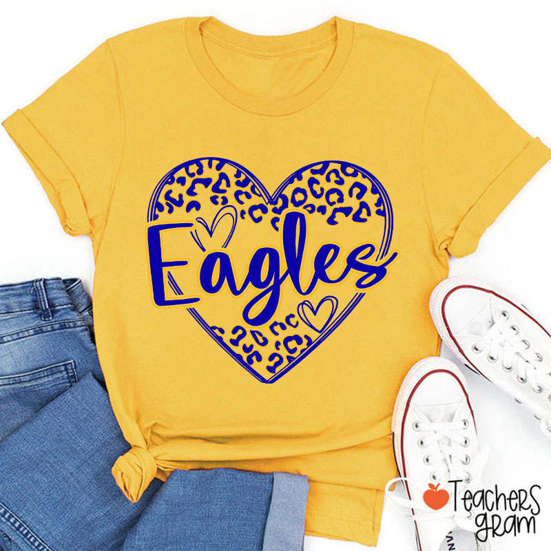Personalized School Mascot Heart Leopard Teacher T-Shirt